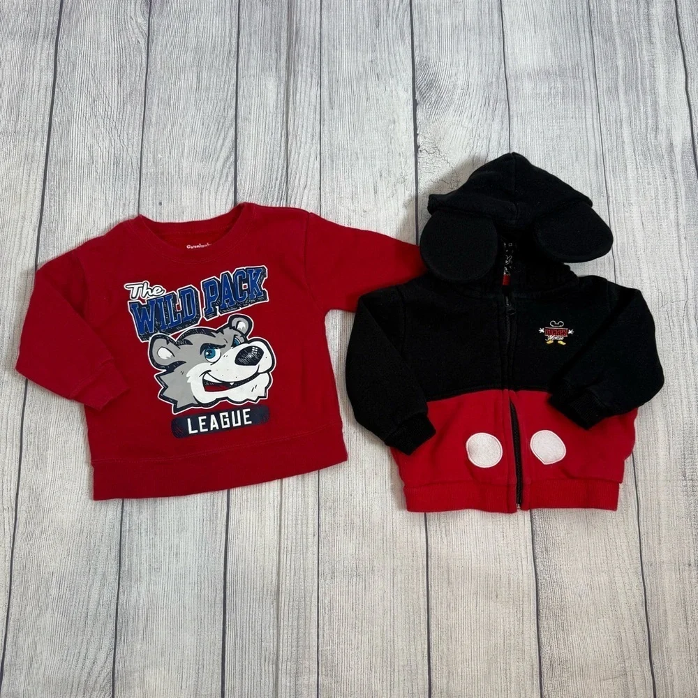 Disney Parks Mickey Mouse Hoodie Garanimals Red Sweatshirt Bundle/size 12M
